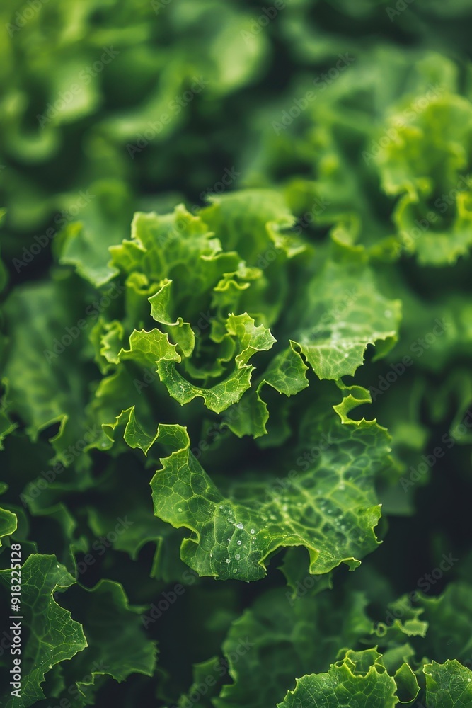 Close-Up of Fresh Green Lettuce Leaves with Water Droplets in a Garden Close-Up of Fresh Green Lettuce Leaves with Water Droplets in a Garden