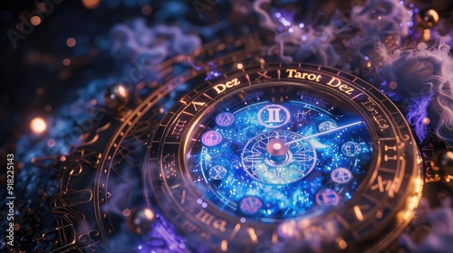 Wallpaper Mural The design should feature elements that allude to both time and tarot. Include a mystical clock with tarot cards integrated into the design Torontodigital.ca