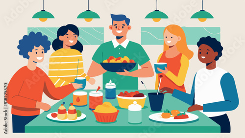 Office Potluck: A diverse array of homemade dishes brought by employees for a Labor Day potluck lunch.
