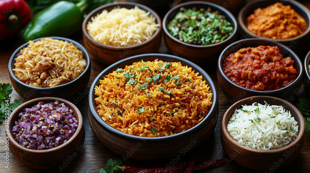 Chicken biryani seasoning on a wooden table Chicken biryani seasoning on a wooden table