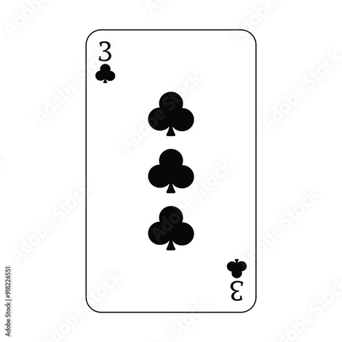 The playing card is the black club number three.