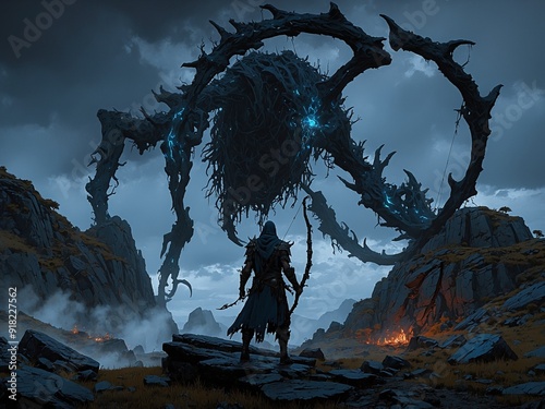Dark Fantasy Man Generative AI photo
