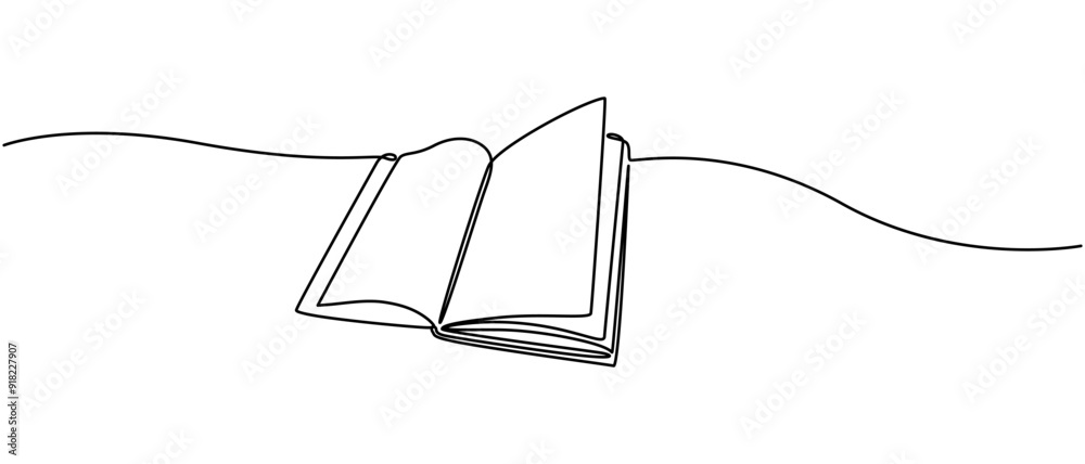 One continuous line drawing of Opened book. Education in school and library studying in simple linear style.Writing draft business in Editable stroke. Doodle vector illustration, Open book line art. One continuous line drawing of Opened book. Education in school and library studying in simple linear style.Writing draft business in Editable stroke. Doodle vector illustration, Open book line art.