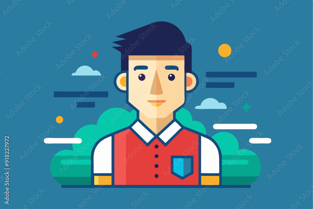 Smiling Man with Red Shirt and Blue Pocket Smiling Man with Red Shirt and Blue Pocket