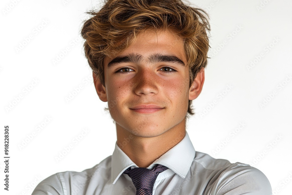 Portrait of a Young Man in a White Shirt and Tie Portrait of a Young Man in a White Shirt and Tie