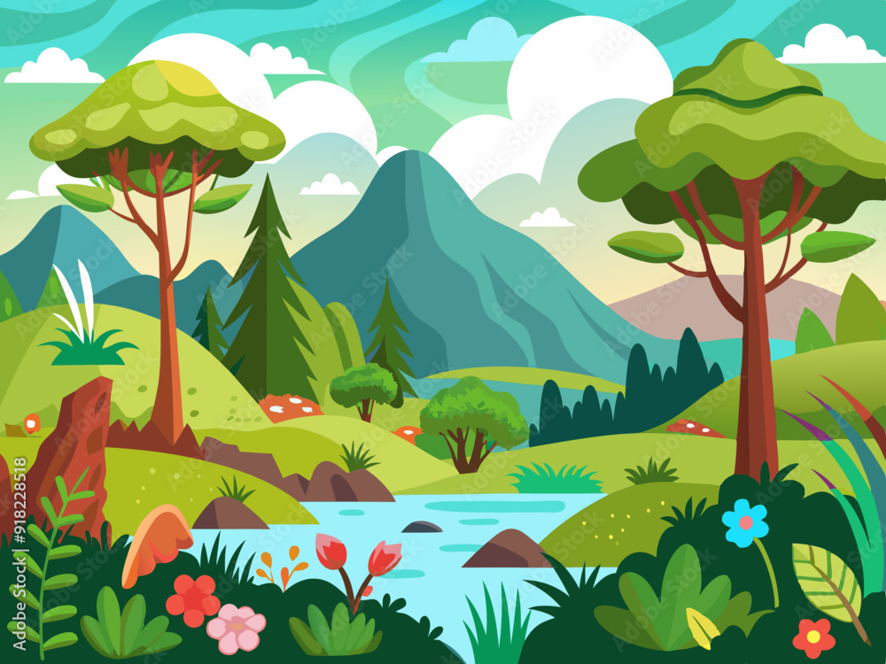 Hand-drawing Nature background, Illustration