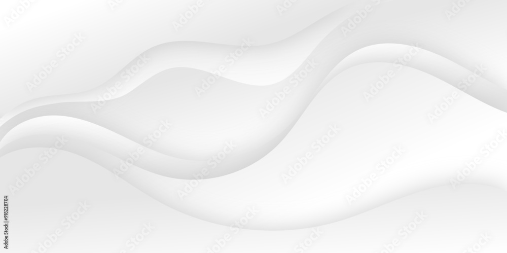 Fototapeta premium White and light gray abstract paper wave luxurious background. Smooth and clean modern abstract wave curve lines banner design.