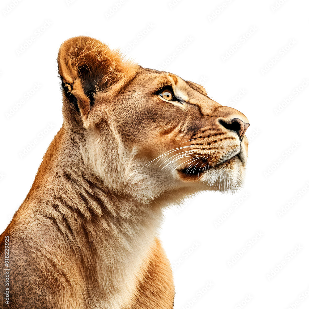 Obraz premium Photography of Majestic Lion in Sideview on white transparent background png