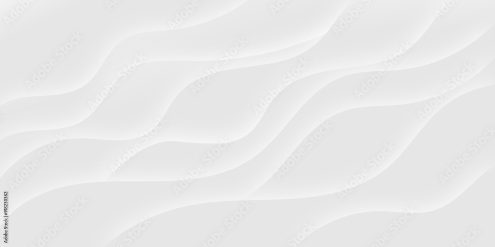 Obraz premium White and light gray abstract paper wave luxurious background. Smooth and clean modern abstract wave curve lines banner design.