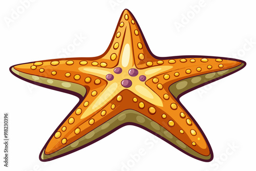 Orange Starfish with Yellow Spots and Purple Center