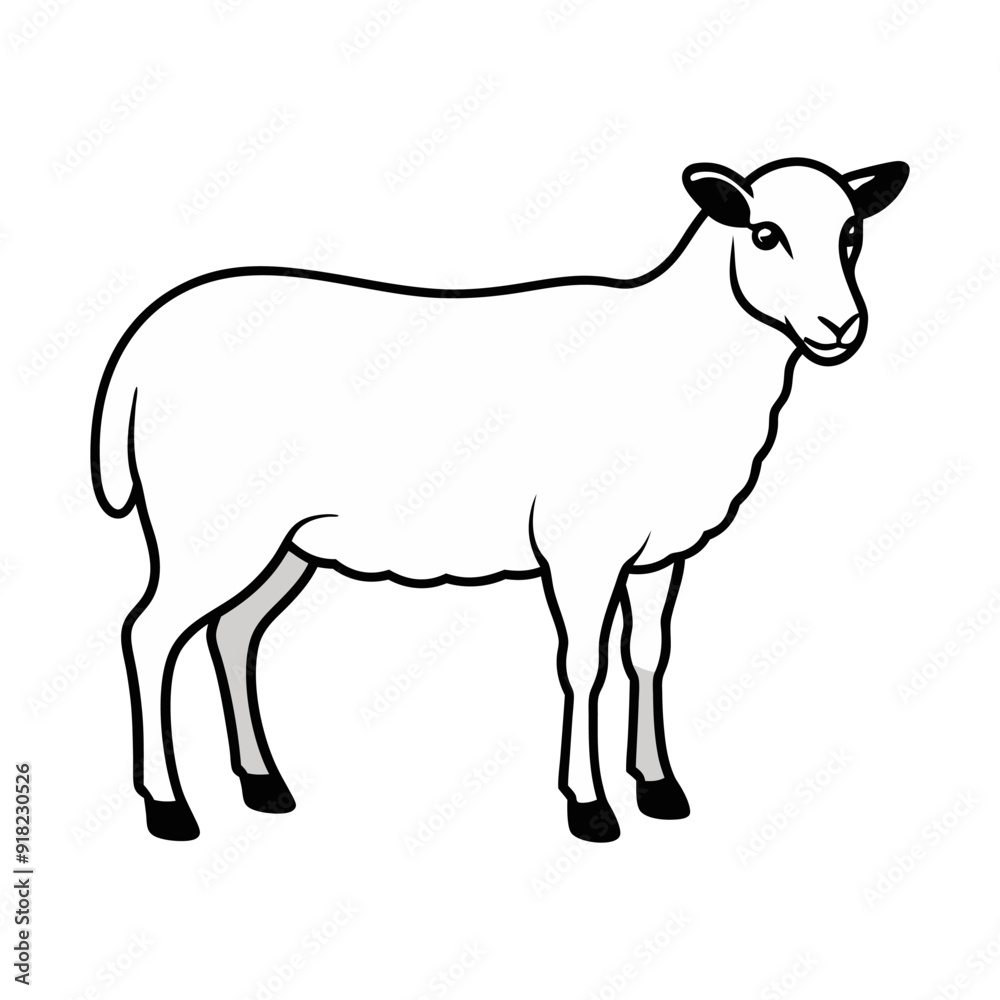 Outline sheep silhouette vector illustration on white background Outline sheep silhouette vector illustration on white background
