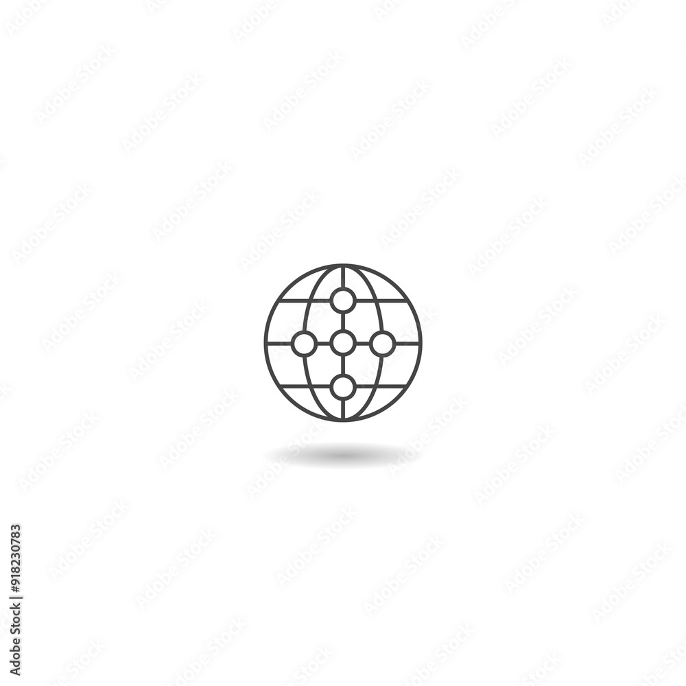 Obraz premium Global networking icon with shadow