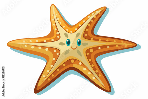 Cartoon Starfish with Blue Eyes and a Smiling Expression
