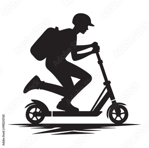 Two wheeled vehicles and riders icon, black color silhouette, white background.