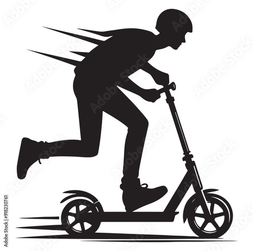 Two wheeled vehicles and riders icon, black color silhouette, white background.