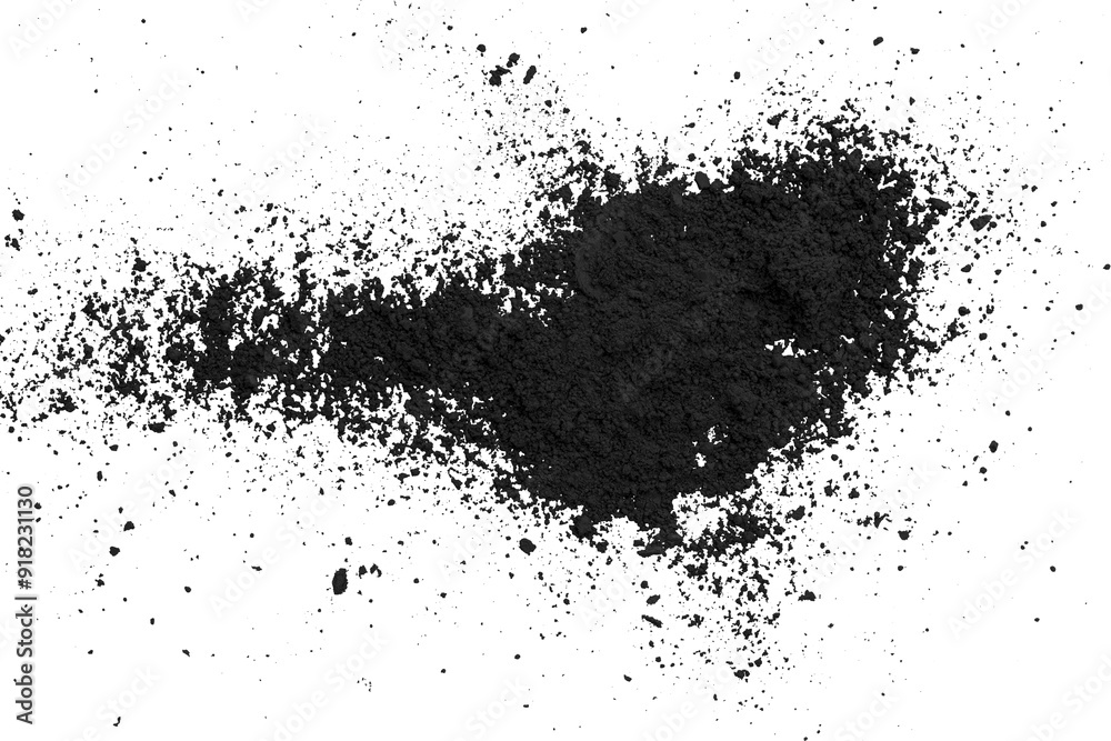 Naklejka premium Black powder isolated on transparent background.