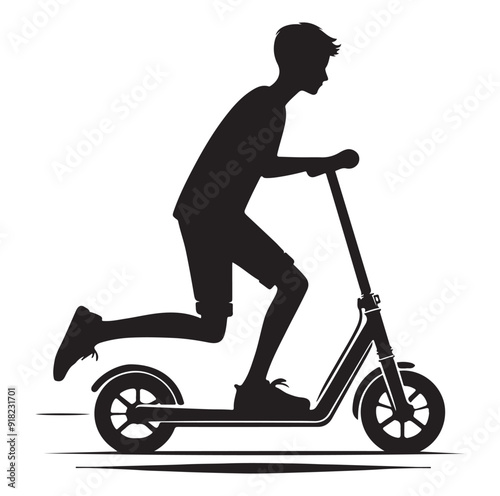 Two wheeled vehicles and riders icon, black color silhouette, white background.