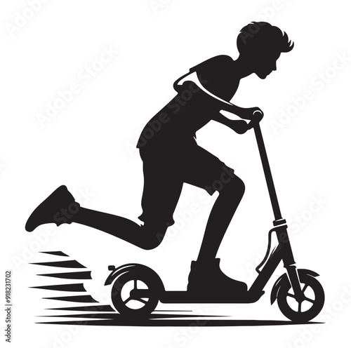 Two wheeled vehicles and riders icon, black color silhouette, white background.