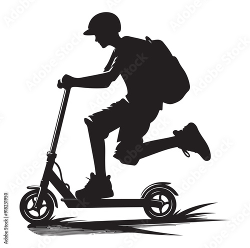 Two wheeled vehicles and riders icon, black color silhouette, white background.