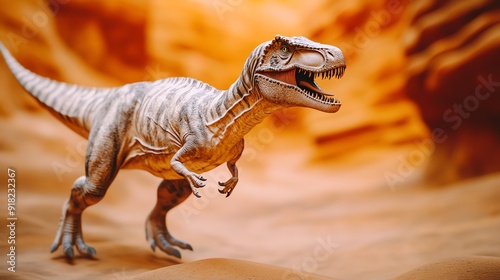 Scelidosaurus wandering through a vibrant canyon, CGI dinosaurs, ancient adventurer photo