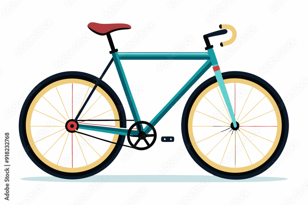 Fototapeta premium A Teal and Black Bicycle with Yellow Spokes