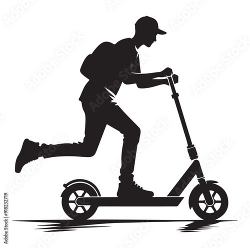 Two wheeled vehicles and riders icon, black color silhouette, white background.