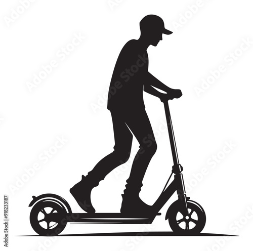 Two wheeled vehicles and riders icon, black color silhouette, white background.