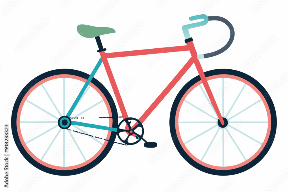 Red Bicycle with Blue and Green Accents Red Bicycle with Blue and Green Accents