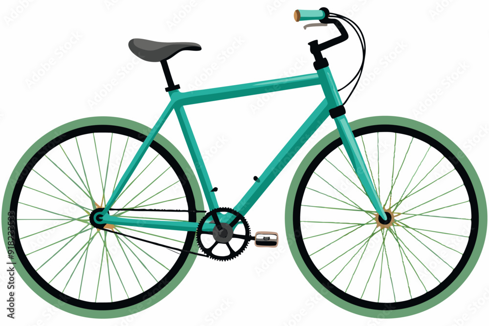 A Teal and Green Bicycle with Spoked Wheels A Teal and Green Bicycle with Spoked Wheels