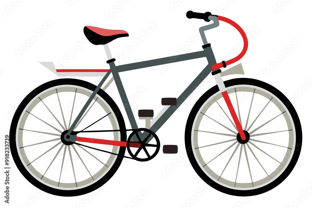 Obraz premium Gray and Red Bicycle with Spokes and Seat