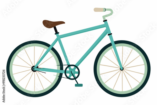 Teal Bicycle with Brown Saddle and Black Tires