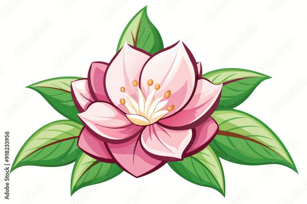 Pink Flower with Green Leaves Pink Flower with Green Leaves