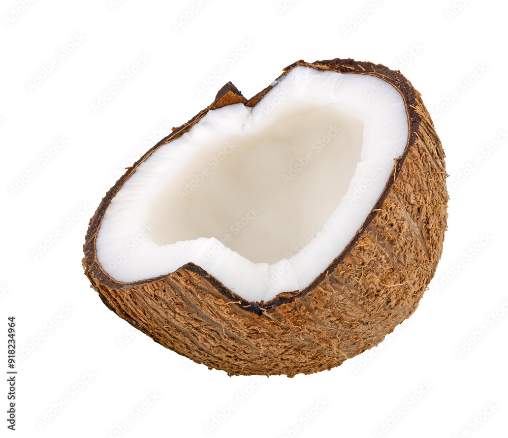 half coconut isolated on transparent png