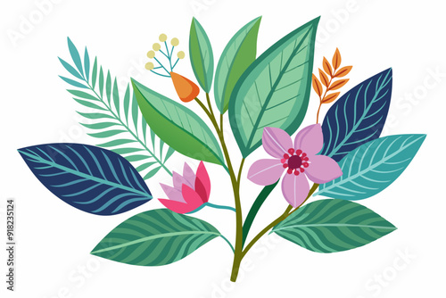 A colorful bouquet of leaves and flowers