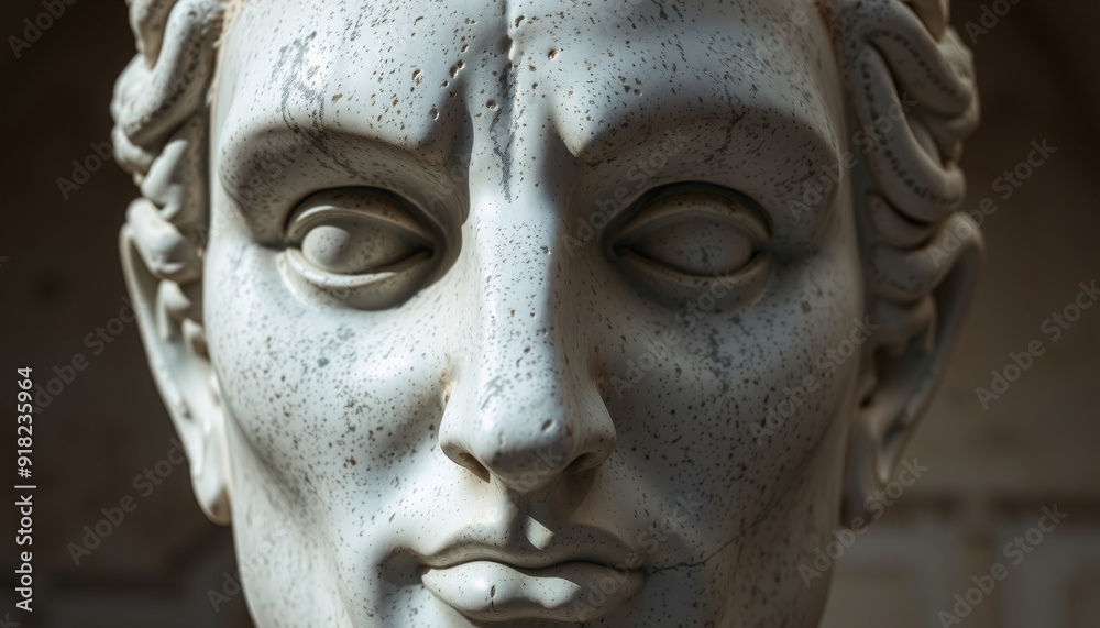 textured marble face of an old statue exhibiting rippling forms and deep shadows positioned slightly off-center against a contrasting backdrop inviting viewers to explore it textured marble face of an old statue exhibiting rippling forms and deep shadows positioned slightly off-center against a contrasting backdrop inviting viewers to explore it