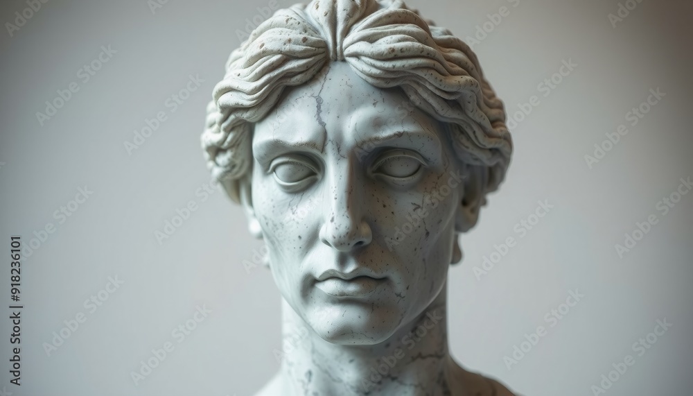 evocative marble face of an old statue intricately carved with baroque influences positioned centrally against a soft gradient background inviting deep contemplation and re evocative marble face of an old statue intricately carved with baroque influences positioned centrally against a soft gradient background inviting deep contemplation and re