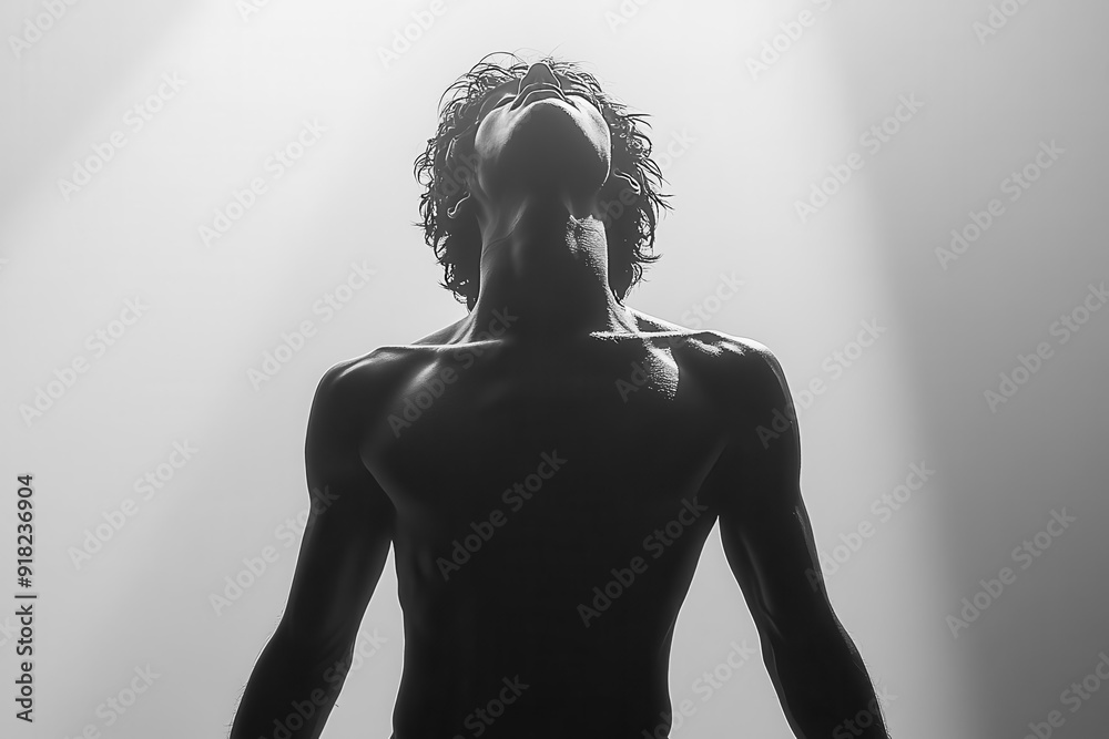 dynamic silhouette of a young man in motion back view captures ...
