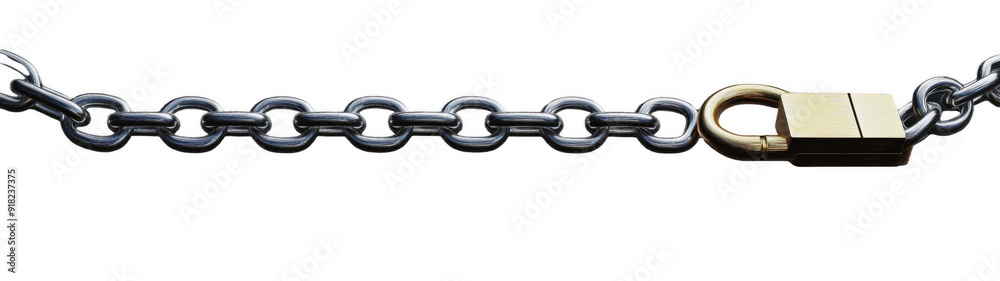Silver Chain with Brass Padlock Silver Chain with Brass Padlock