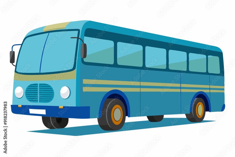 Blue and Yellow Public Bus with Large Windows Blue and Yellow Public Bus with Large Windows