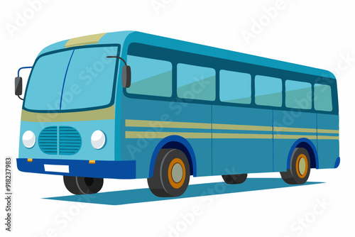 Blue and Yellow Public Bus with Large Windows