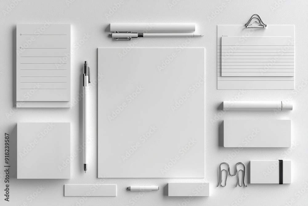 Realistic blank stationery set mockup isolated created with generative ai Realistic blank stationery set mockup isolated created with generative ai