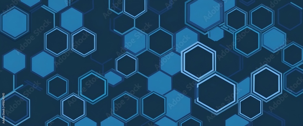 Blue hexagonal design, science and techno pattern geometric background 