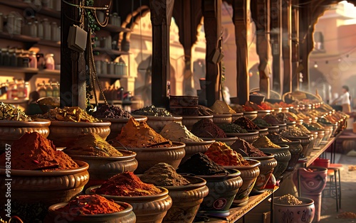 Indian Colored Spices At Anjuna Flea Market In Goa photo