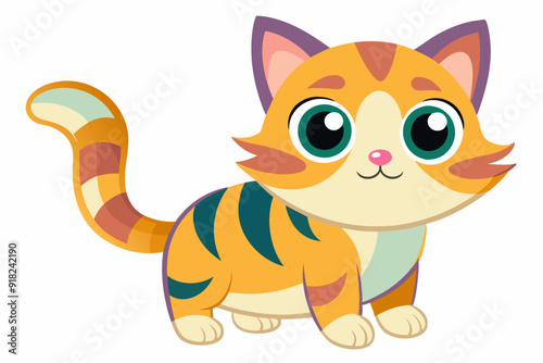 Cartoon Illustration of a Cute Orange Tabby Cat