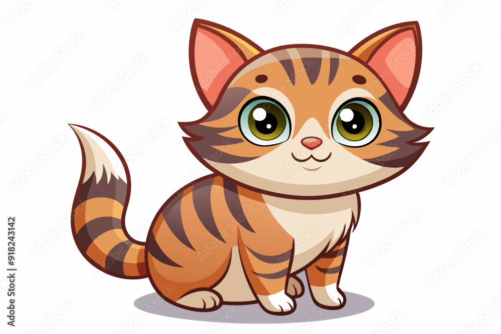 Fototapeta premium A Cartoon Orange Tabby Cat with Big Eyes