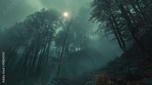 An eerie Halloween night in the deep forests of Romania's Carpathian Mountains, with werewolf myths and eerie howls echoing through ancient trees