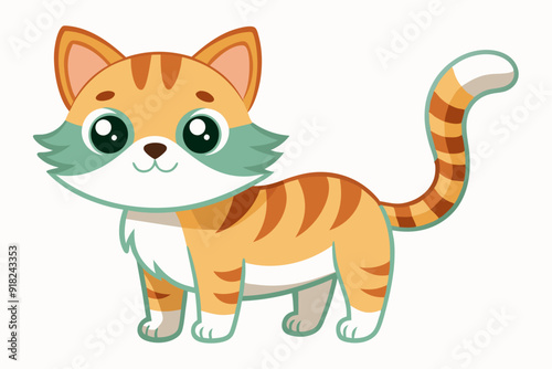 Cartoon Illustration of an Orange and White Tabby Cat