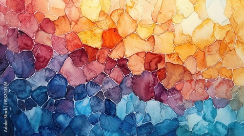 A vibrant watercolor abstract design featuring a blend of warm and cool colors, perfect for backgrounds or artistic projects.