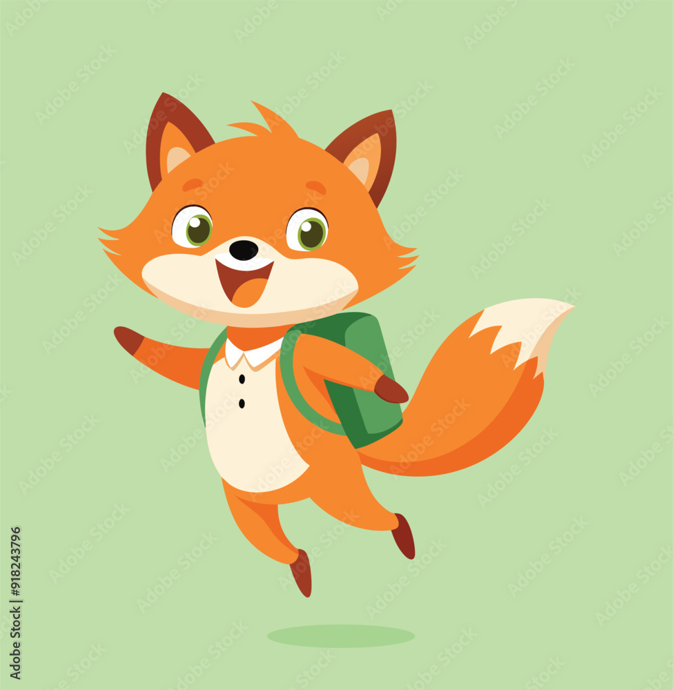 Obraz premium cute fox Back to school education isolated