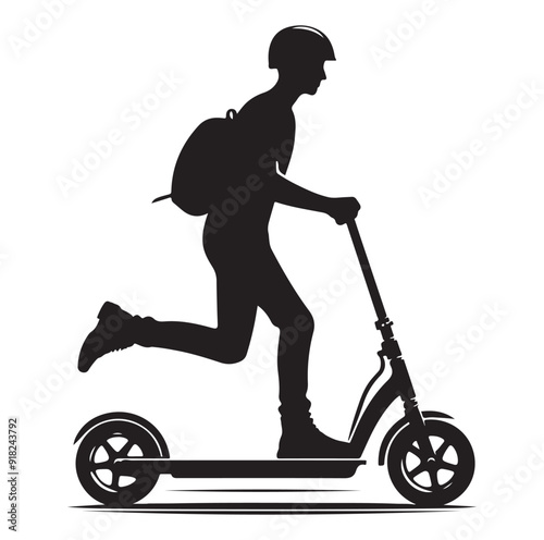 Two wheeled vehicles and riders icon, black color silhouette, white background.